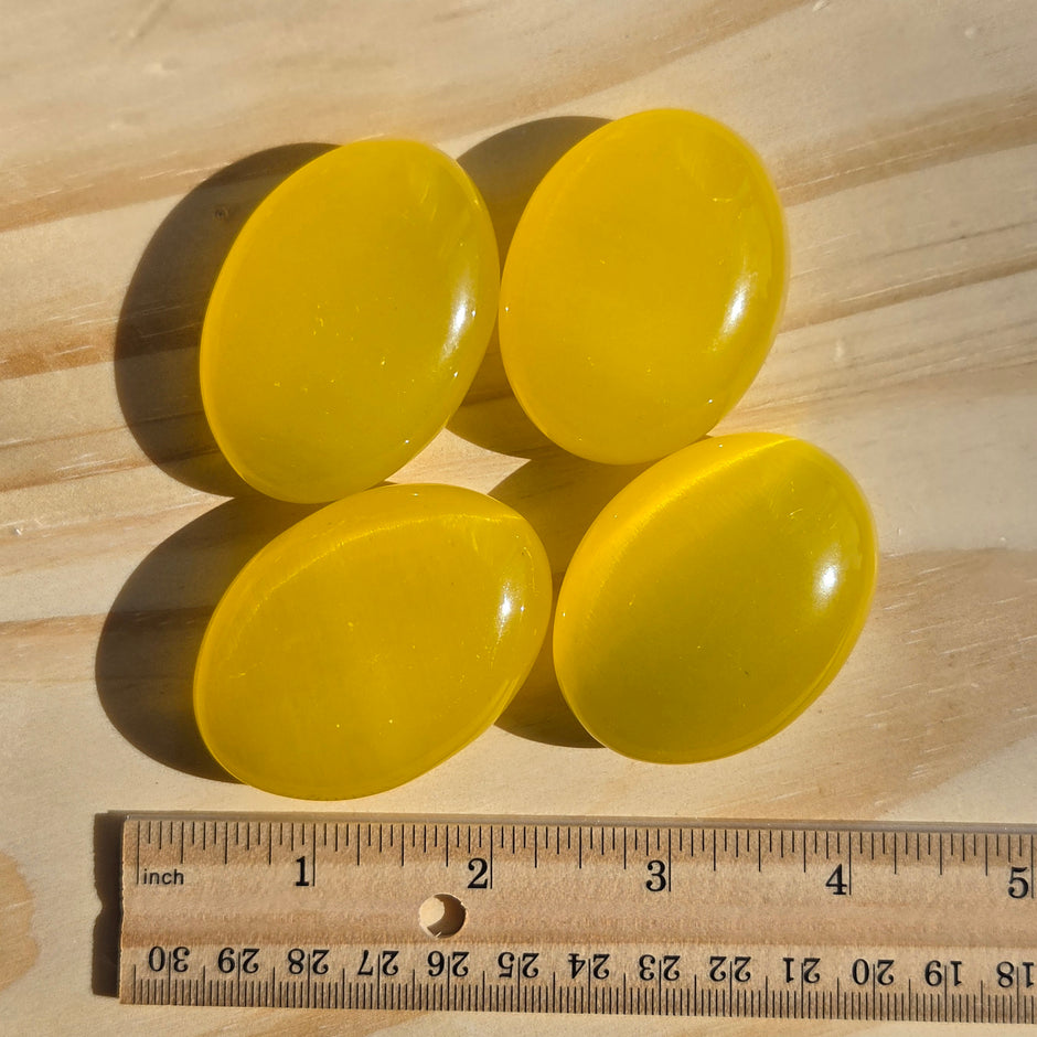 Lemon Drop Cat's Eye Palmstone (Synthetic) | One Individual Palmstone
