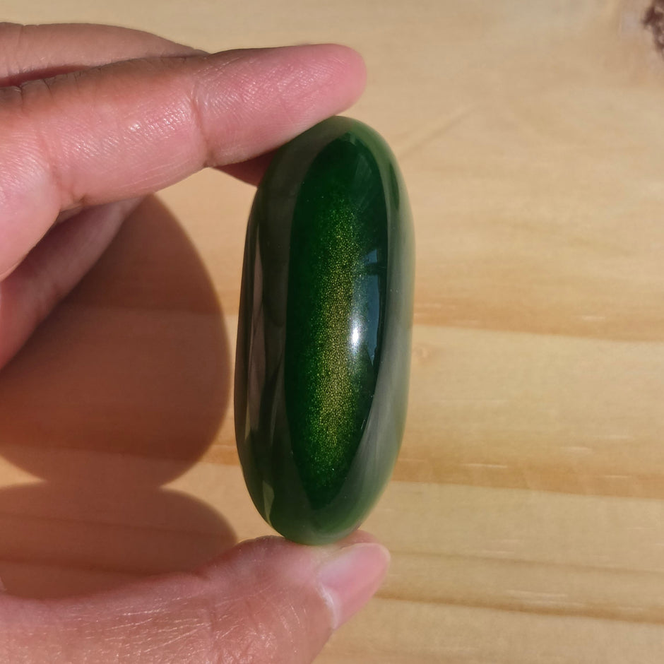 Rainforest Cat’s Eye Palmstone (Synthetic) | One Individual Palmstone