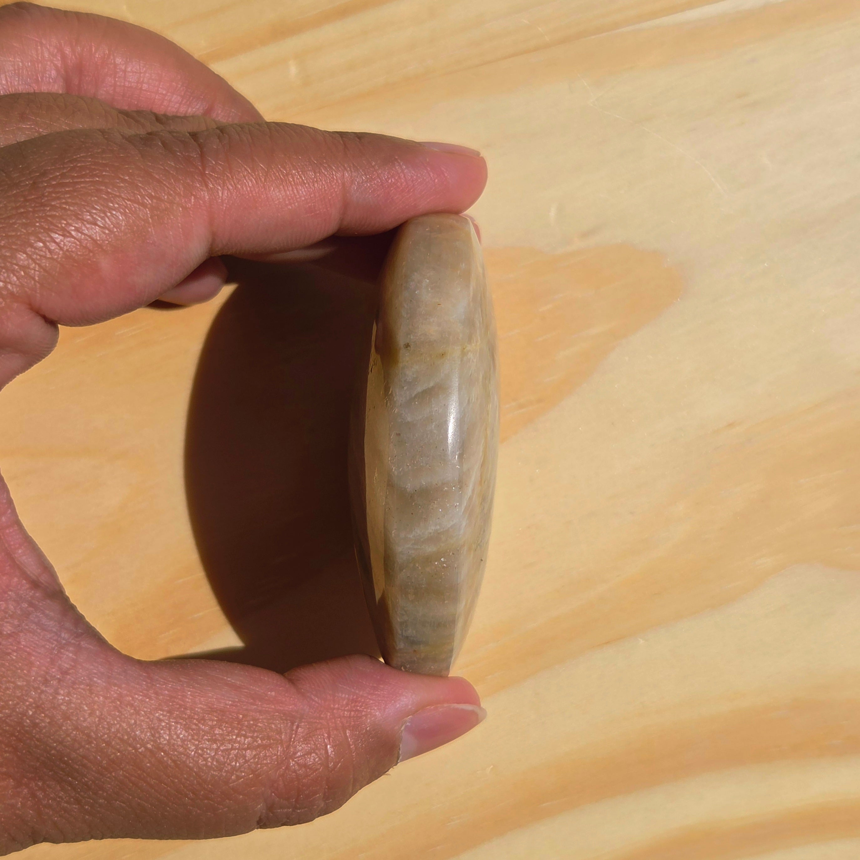 Grey Moonstone Palmstone with Blue Flash | Option A