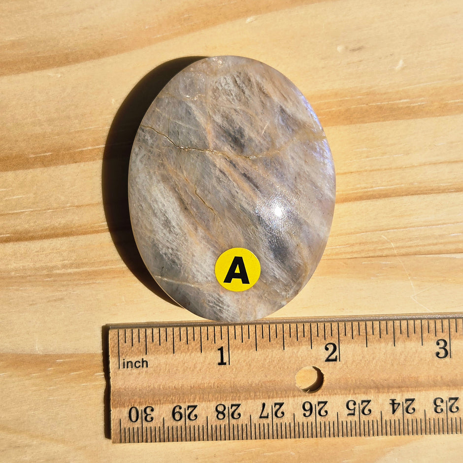 Grey Moonstone Palmstone with Blue Flash | Option A