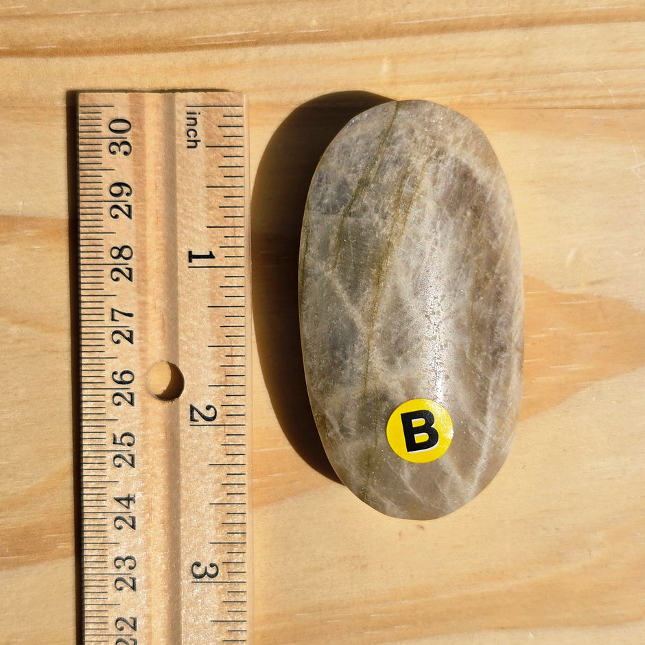 Grey Moonstone Palmstone with Blue Flash | Option B