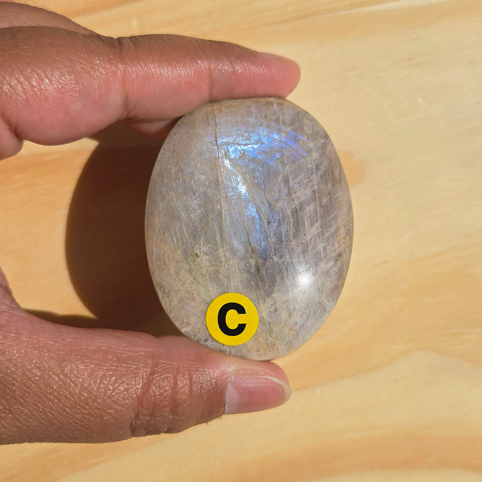 Grey Moonstone Palmstone with Blue Flash | Option C