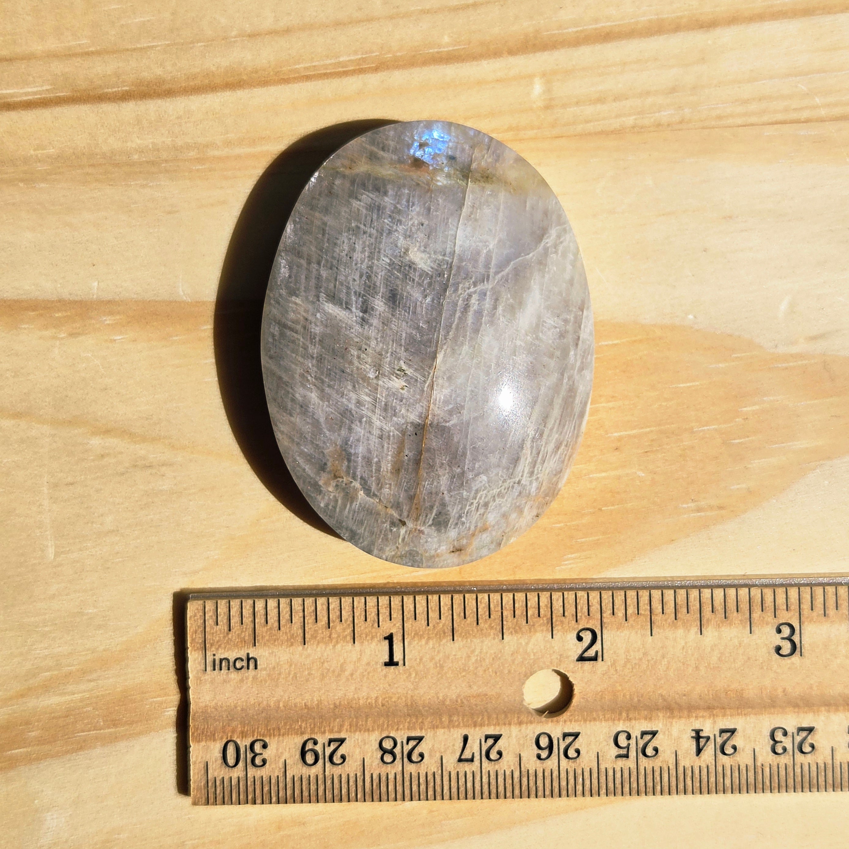 Grey Moonstone Palmstone with Blue Flash | Option C