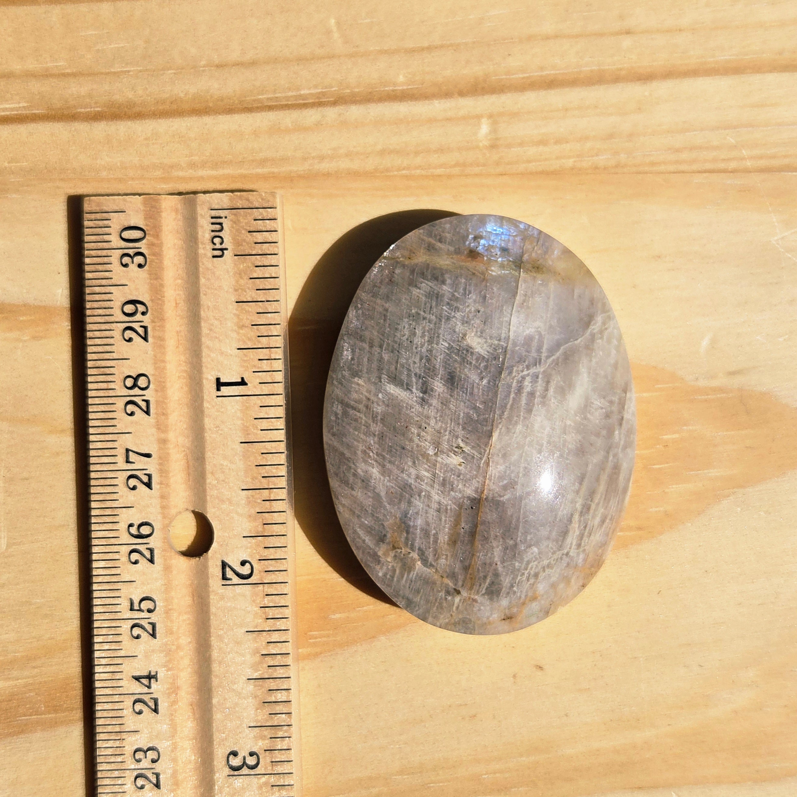 Grey Moonstone Palmstone with Blue Flash | Option C