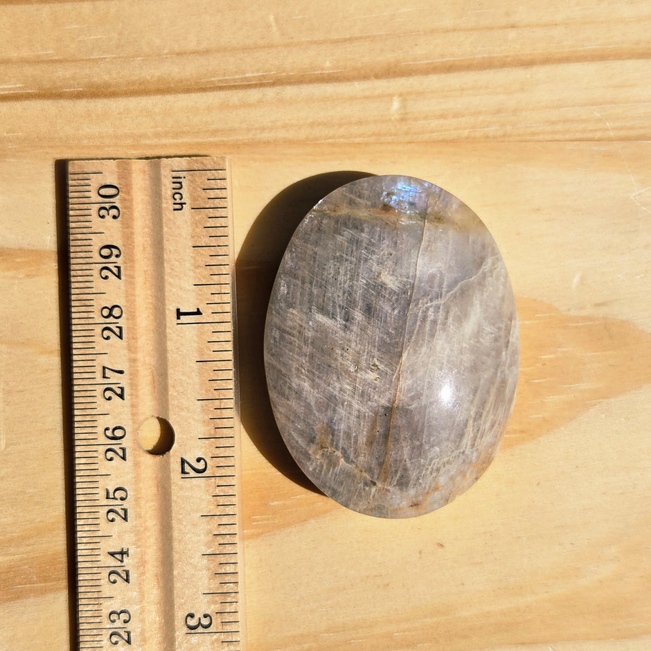 Grey Moonstone Palmstone with Blue Flash | Option C