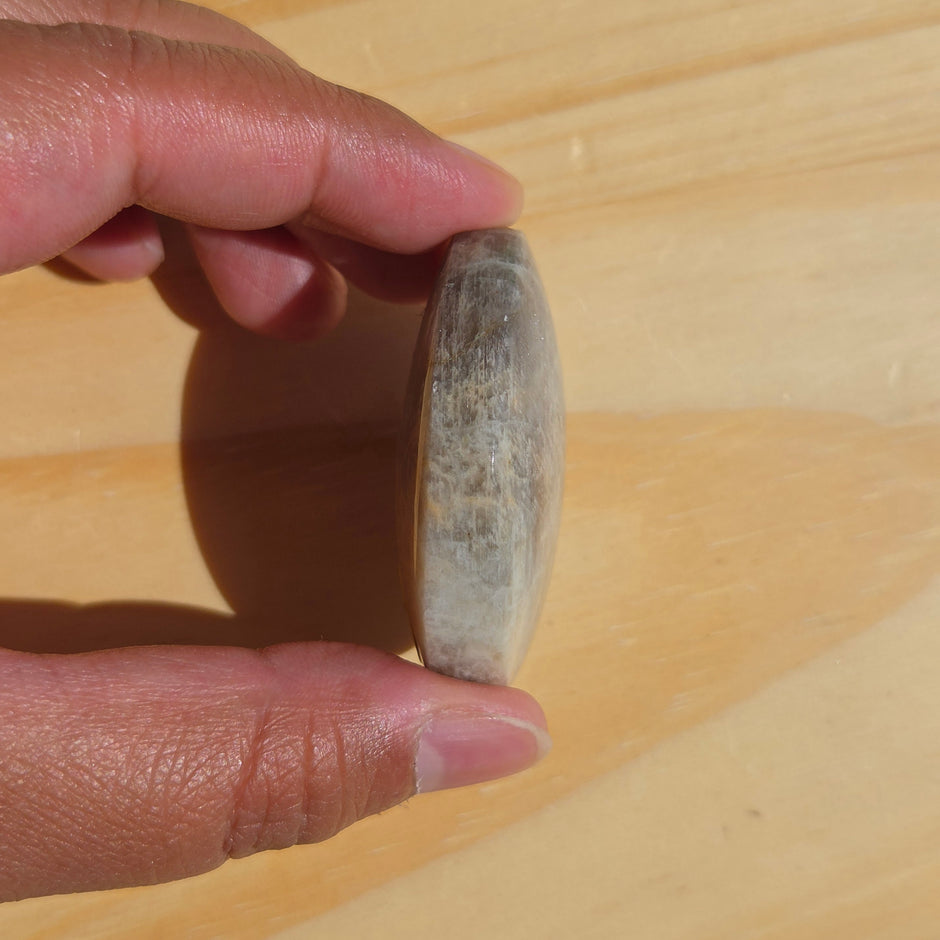 Grey Moonstone Palmstone with Blue Flash | Option D