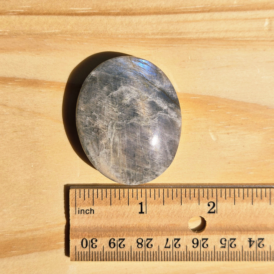 Grey Moonstone Palmstone with Blue Flash | Option D