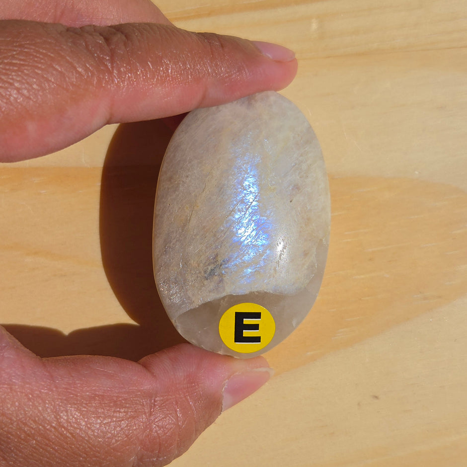 Grey Moonstone Palmstone with Blue Flash | Option E