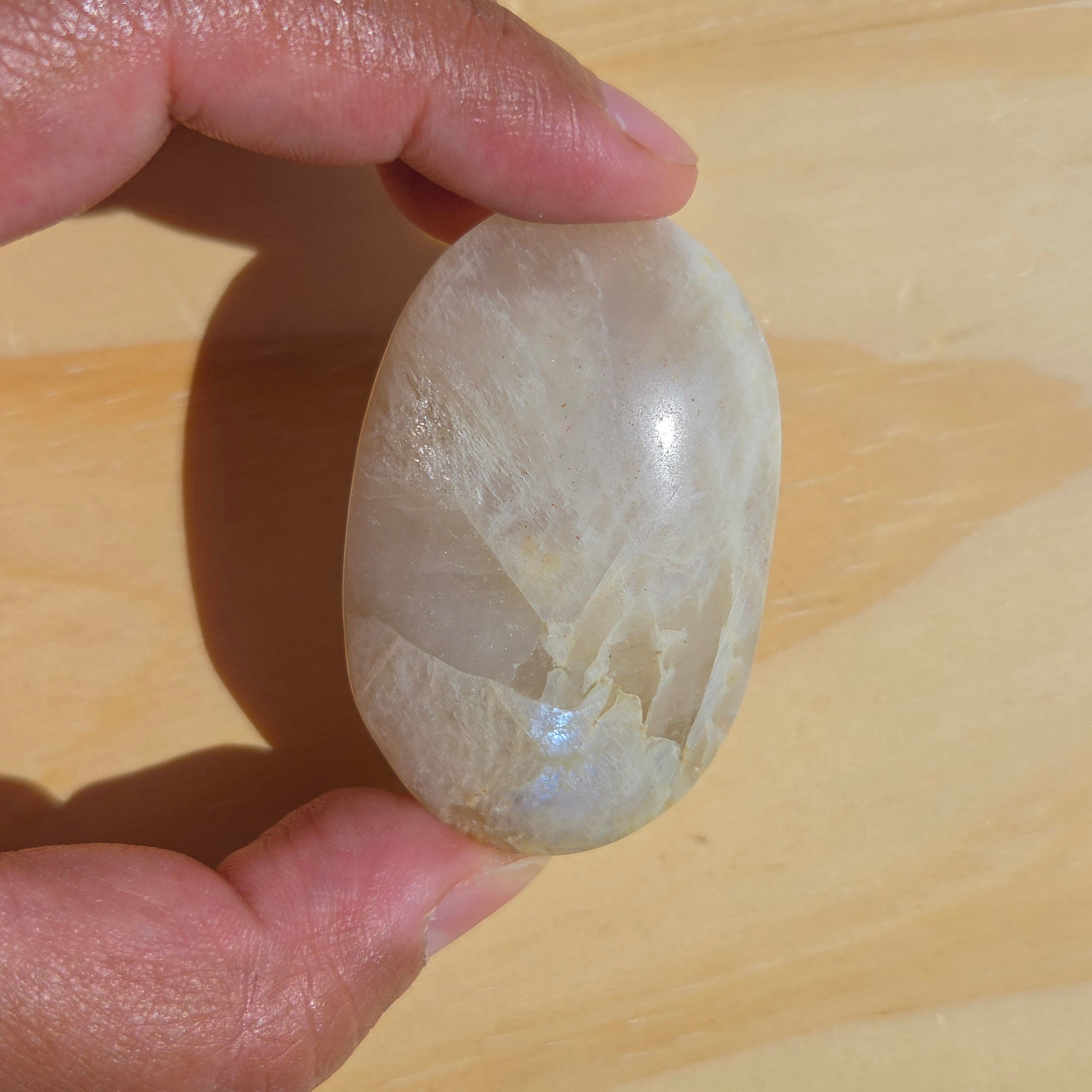 Grey Moonstone Palmstone with Blue Flash | Option E