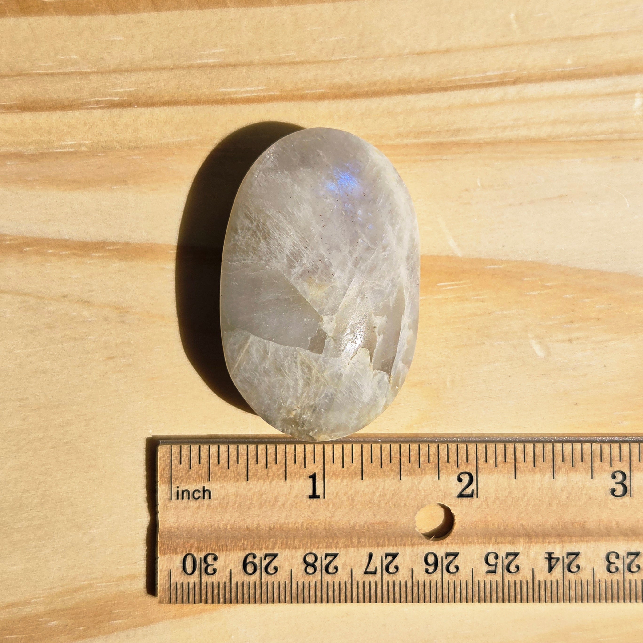 Grey Moonstone Palmstone with Blue Flash | Option E