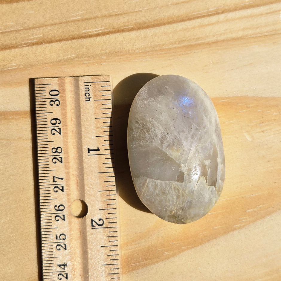 Grey Moonstone Palmstone with Blue Flash | Option E