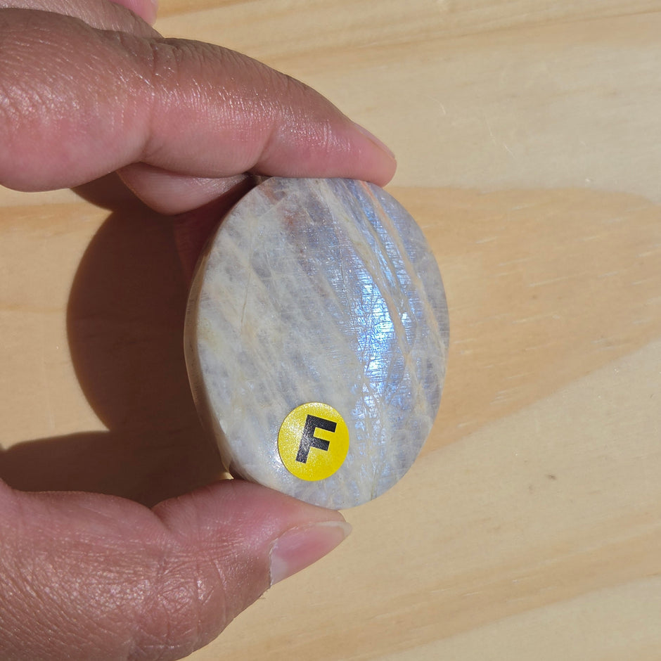 Grey Moonstone Palmstone with Blue Flash | Option F