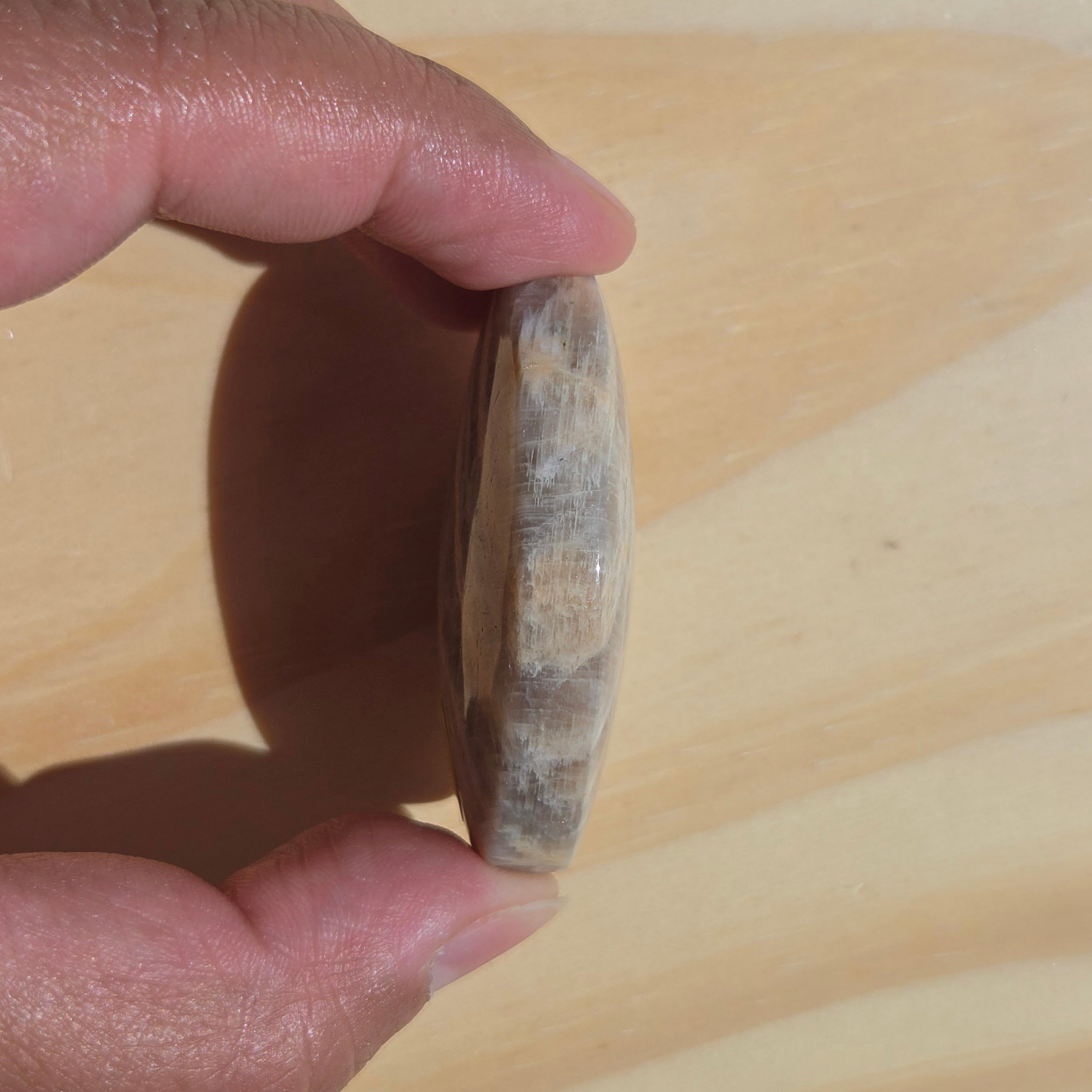 Grey Moonstone Palmstone with Blue Flash | Option F