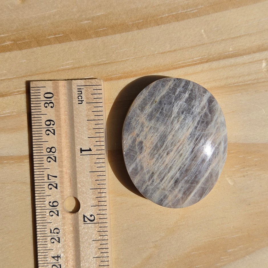 Grey Moonstone Palmstone with Blue Flash | Option F