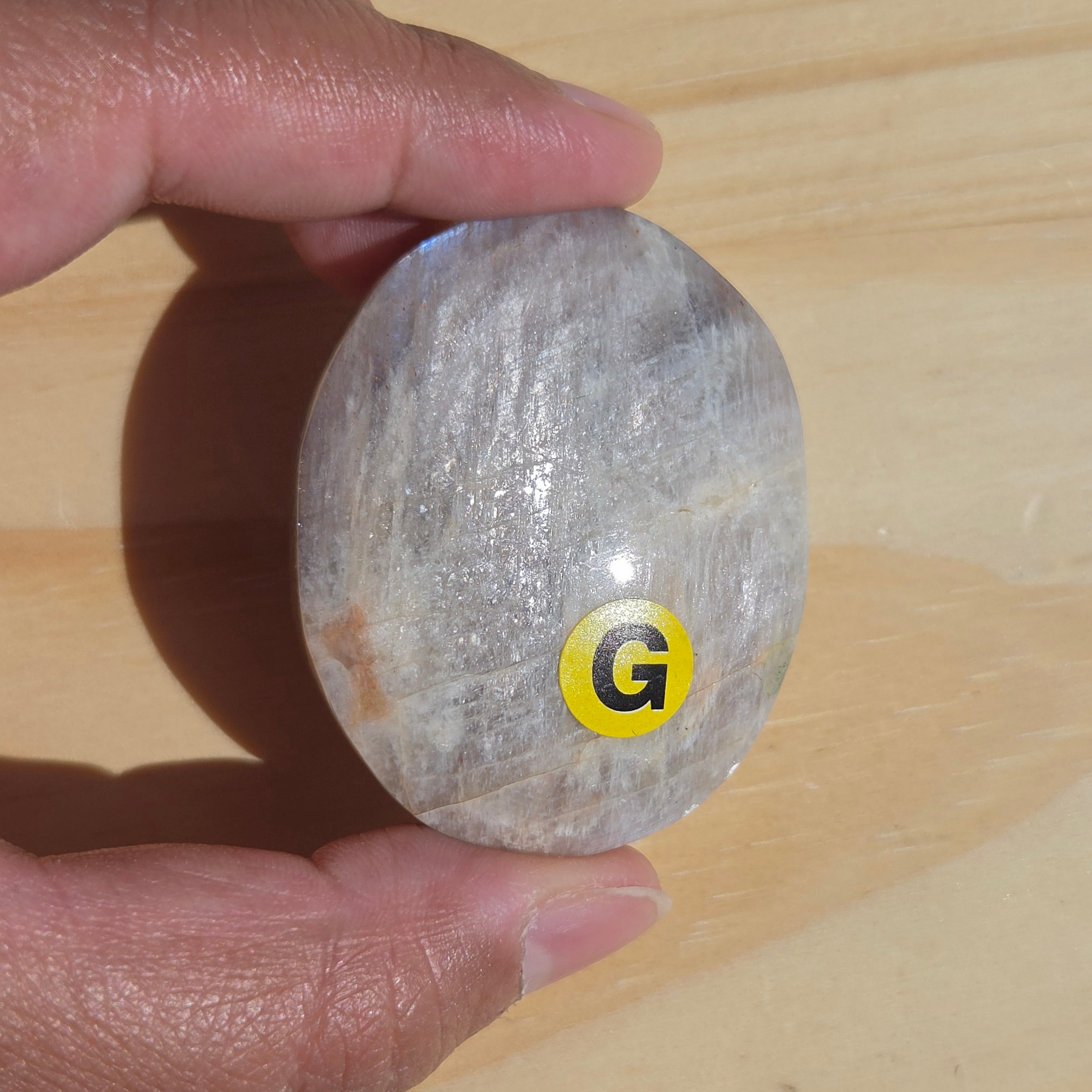 Grey Moonstone Palmstone with Blue Flash | Option G