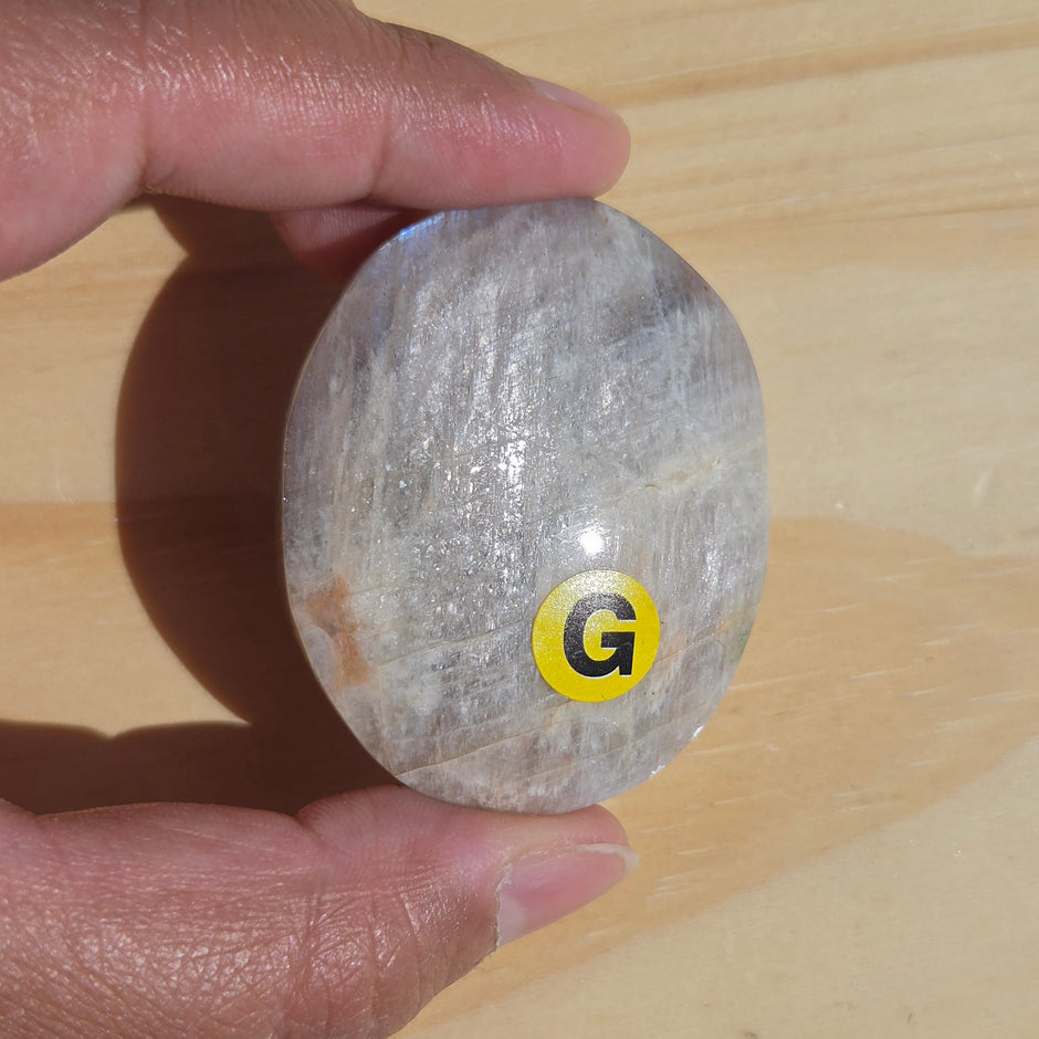Grey Moonstone Palmstone with Blue Flash | Option G