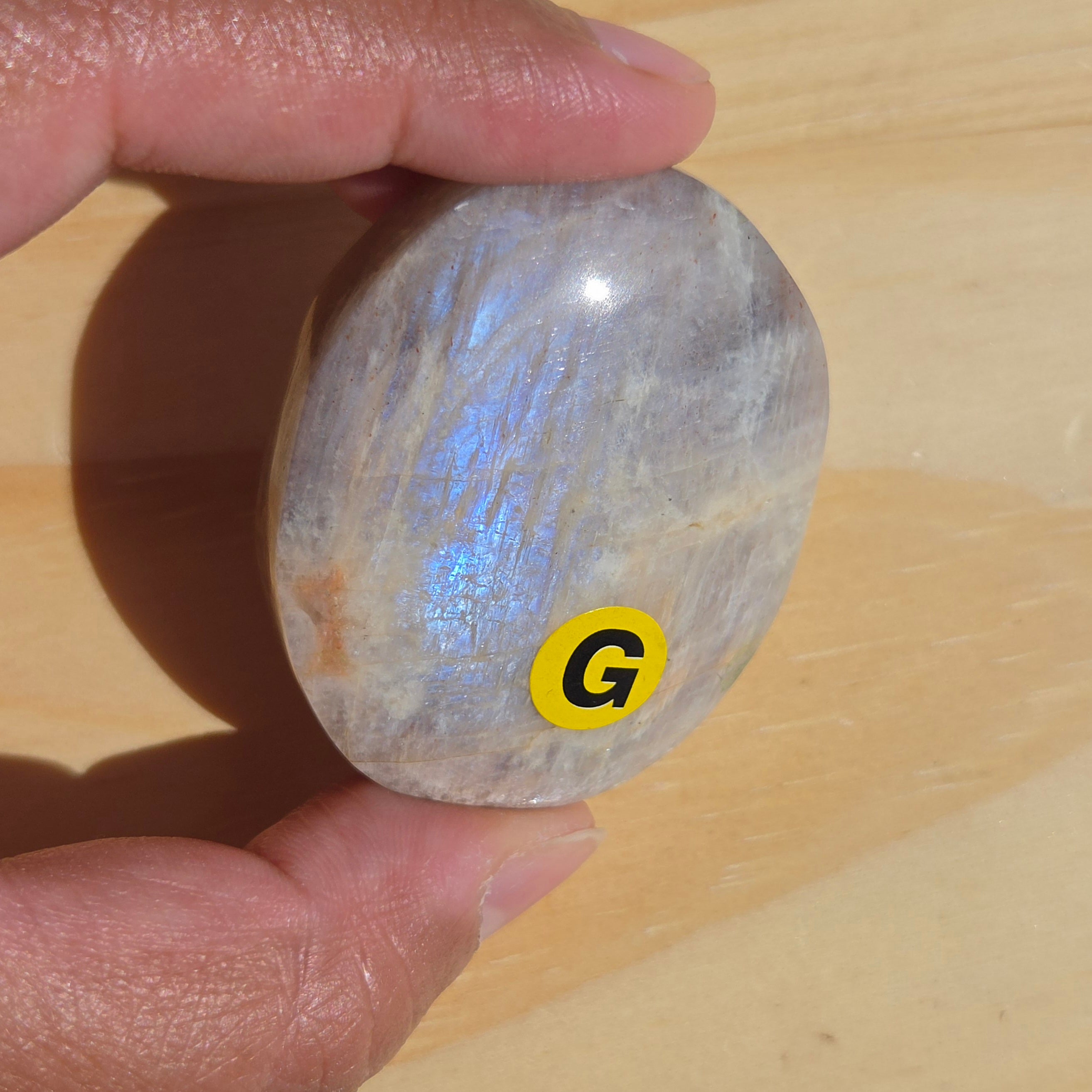 Grey Moonstone Palmstone with Blue Flash | Option G