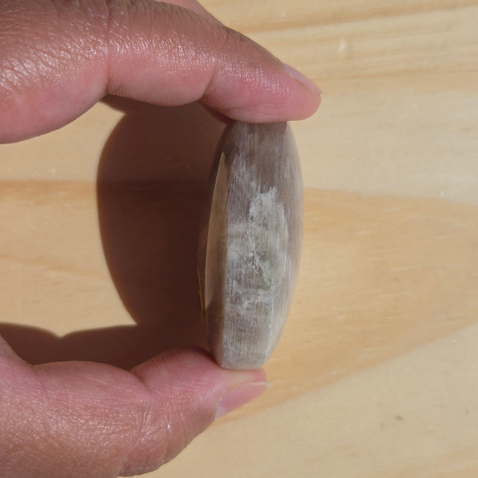 Grey Moonstone Palmstone with Blue Flash | Option G