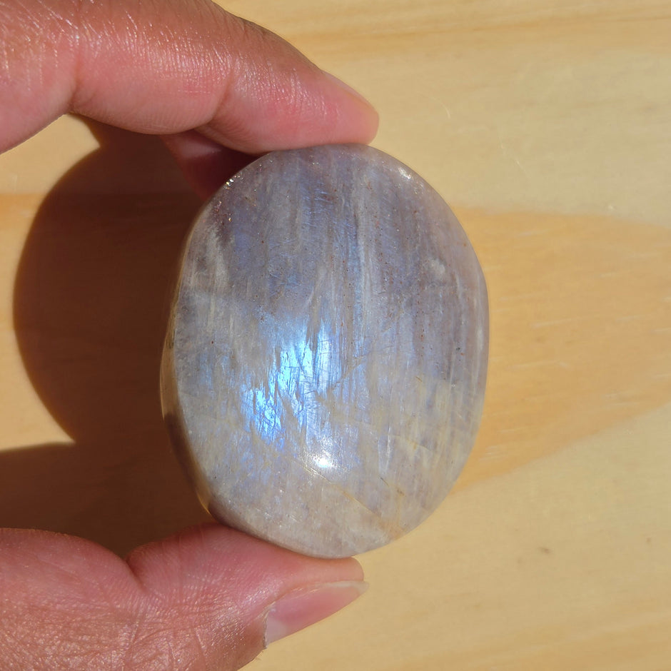 Grey Moonstone Palmstone with Blue Flash | Option G