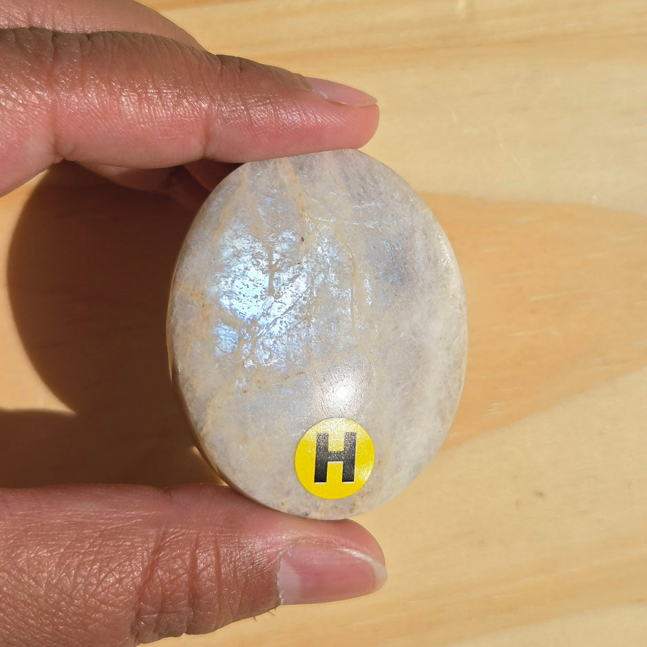 Grey Moonstone Palmstone with Blue Flash | Option H