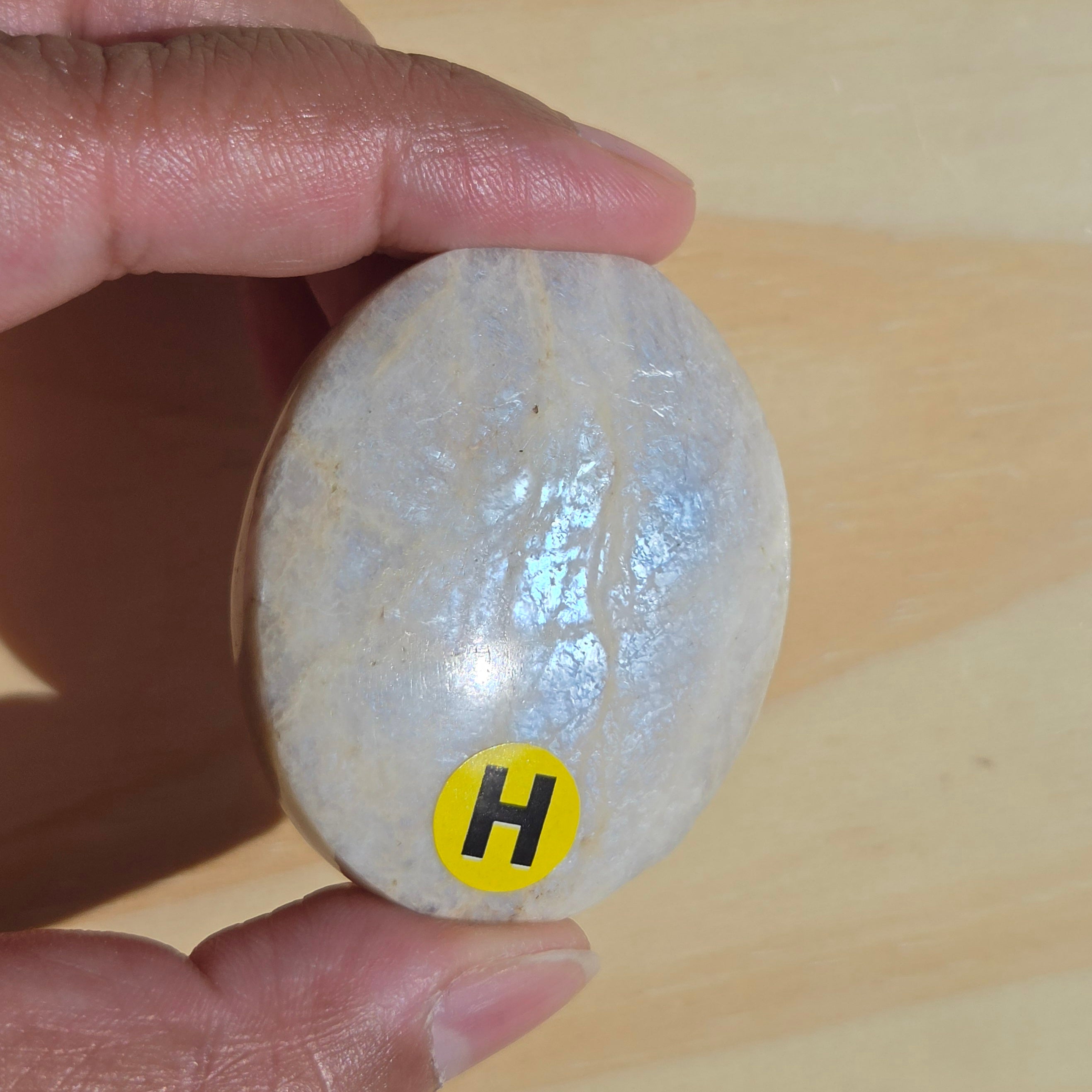 Grey Moonstone Palmstone with Blue Flash | Option H