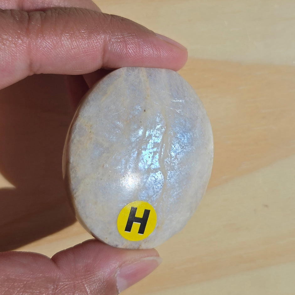 Grey Moonstone Palmstone with Blue Flash | Option H