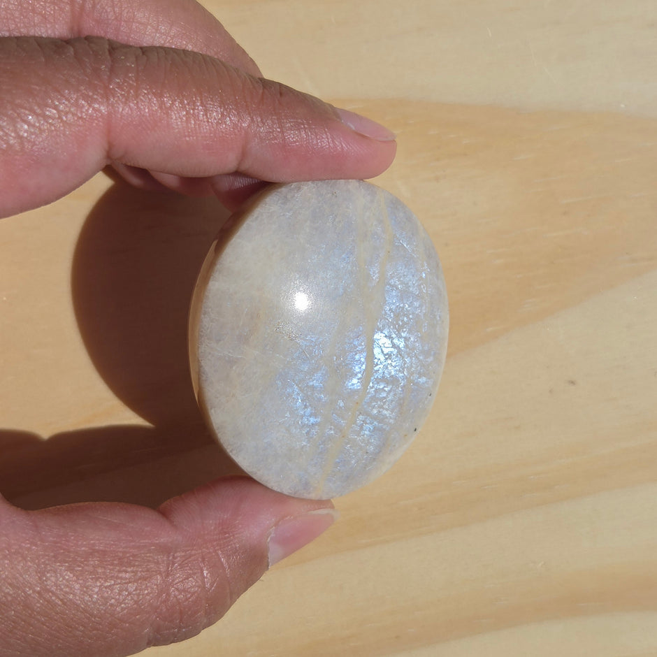 Grey Moonstone Palmstone with Blue Flash | Option H