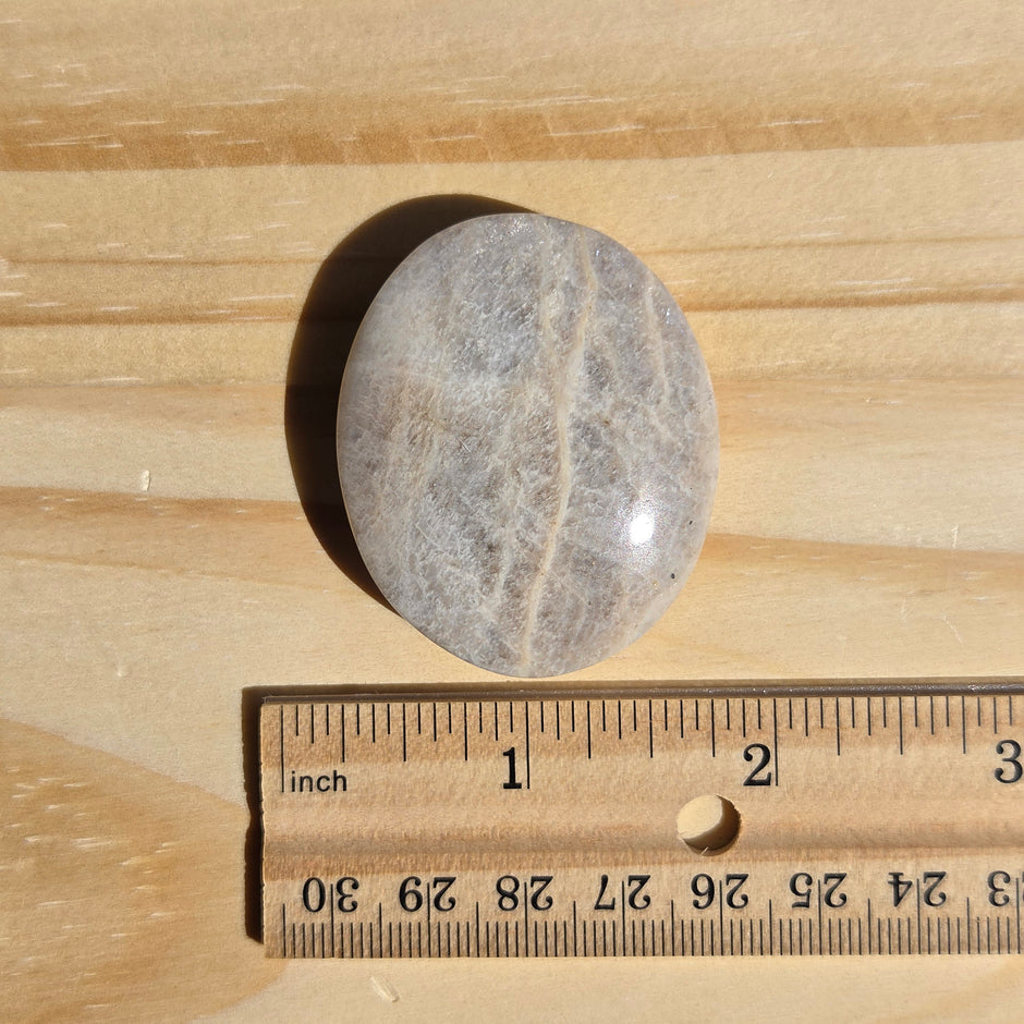 Grey Moonstone Palmstone with Blue Flash | Option H