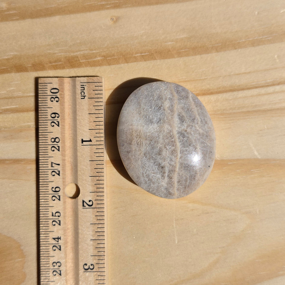 Grey Moonstone Palmstone with Blue Flash | Option H