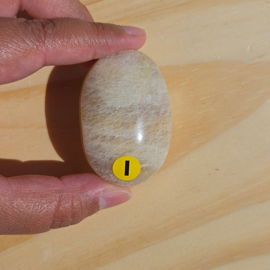 Grey Moonstone Palmstone with Blue Flash | Option I