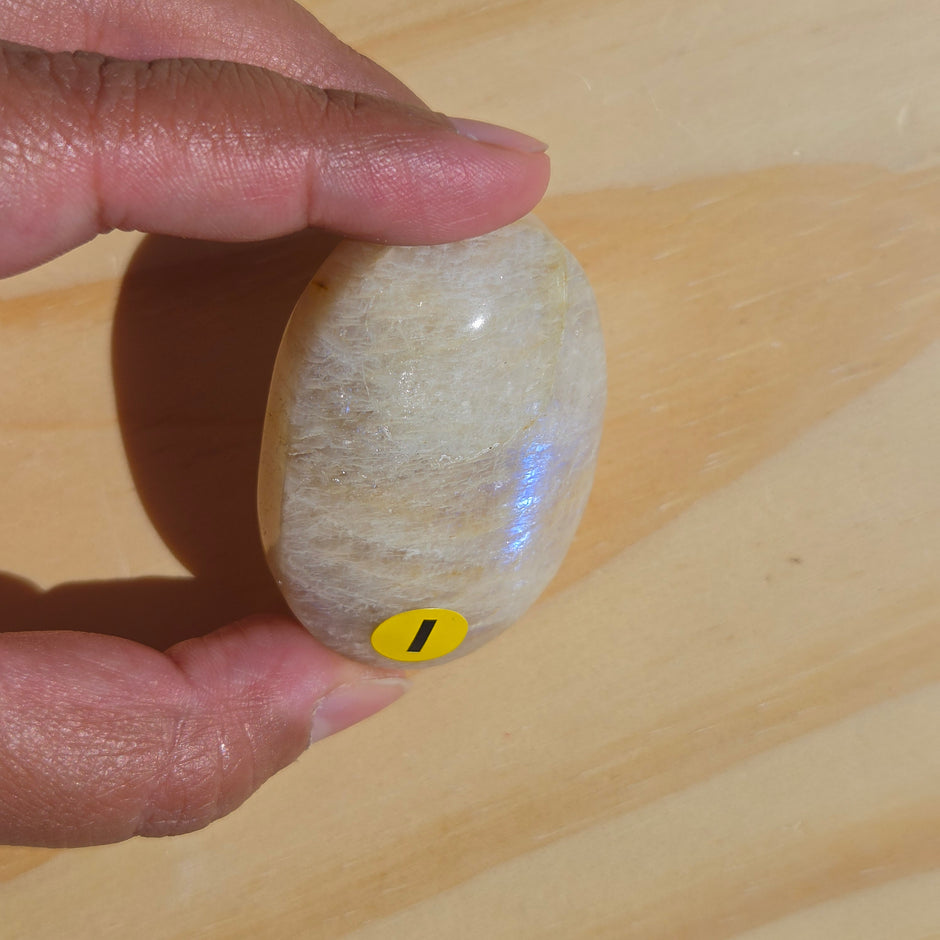 Grey Moonstone Palmstone with Blue Flash | Option I