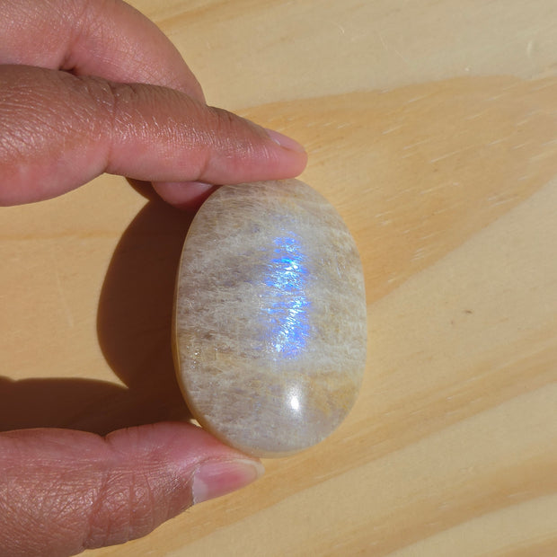 Grey Moonstone Palmstone with Blue Flash | Option I