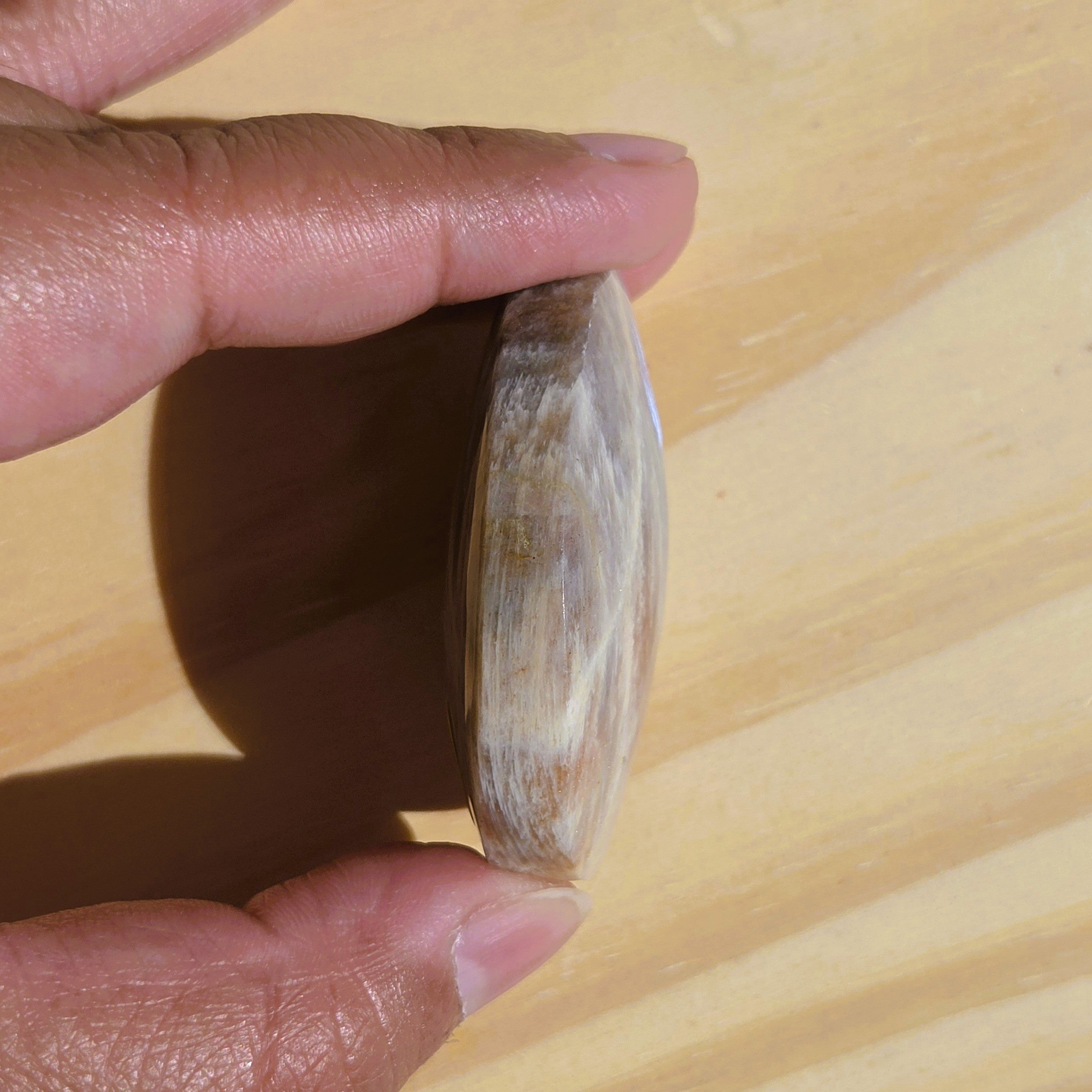 Grey Moonstone Palmstone with Blue Flash | Option J