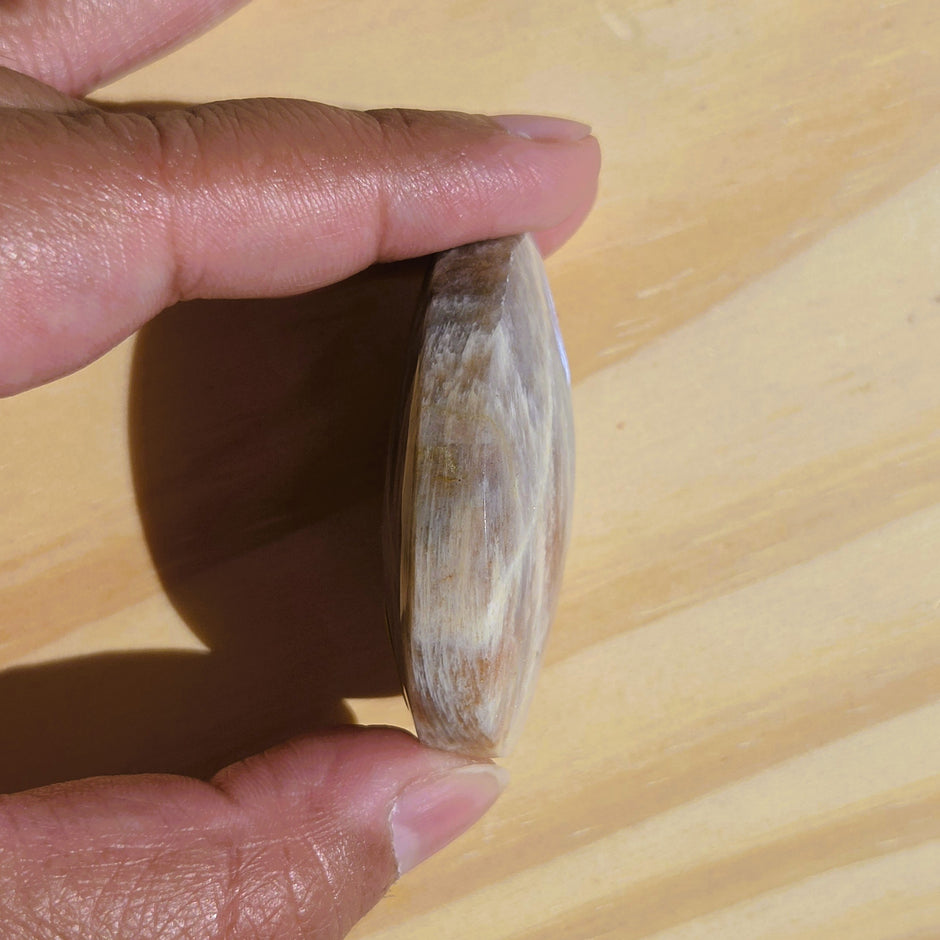 Grey Moonstone Palmstone with Blue Flash | Option J