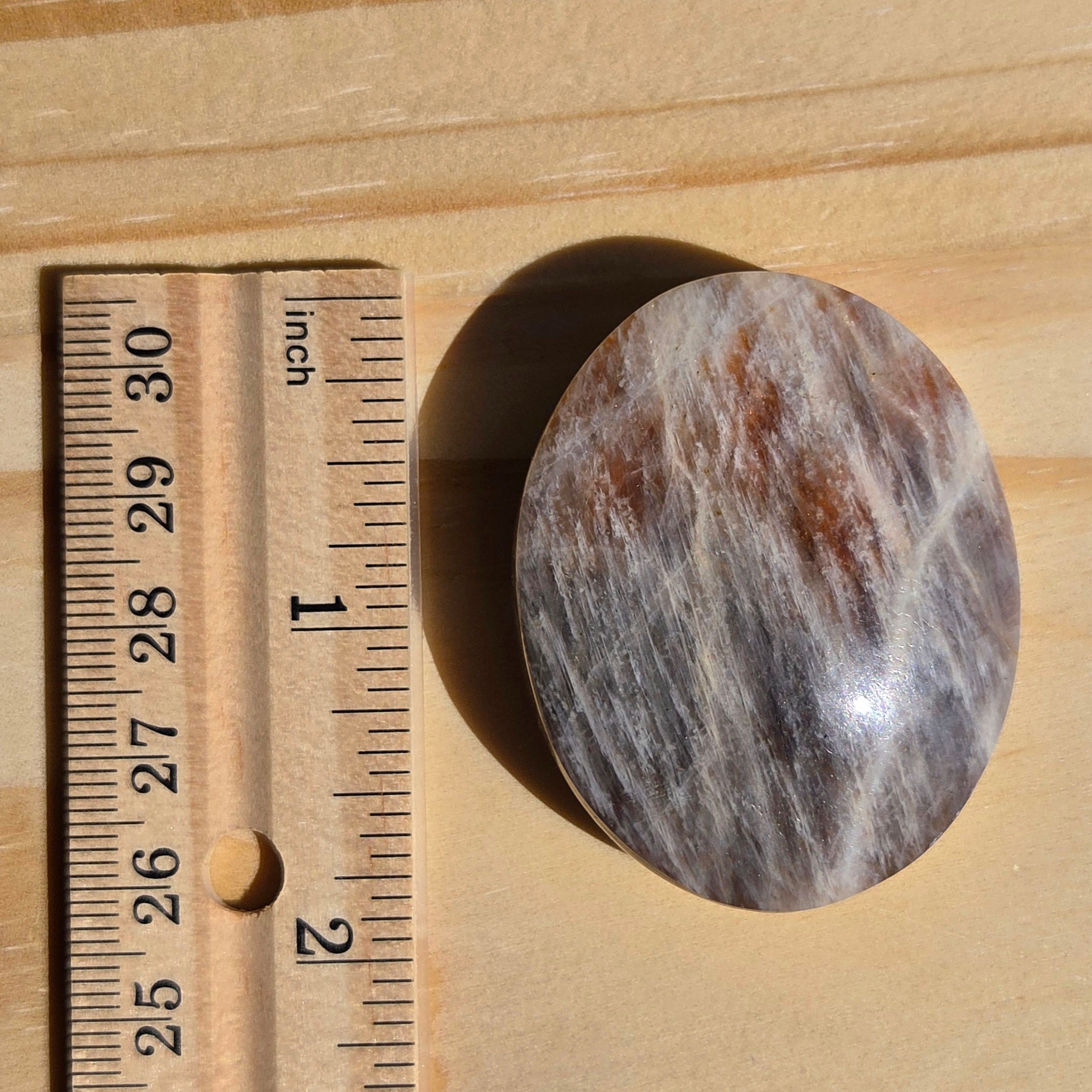 Grey Moonstone Palmstone with Blue Flash | Option J