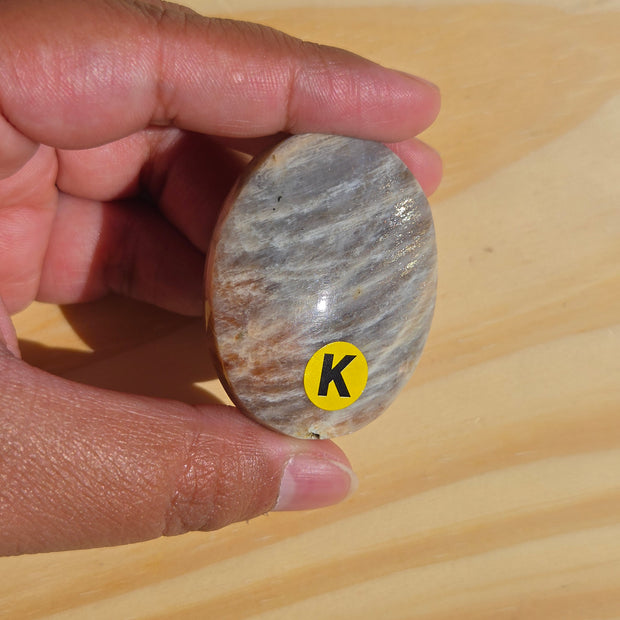 Grey Moonstone Palmstone with Blue Flash | Option K