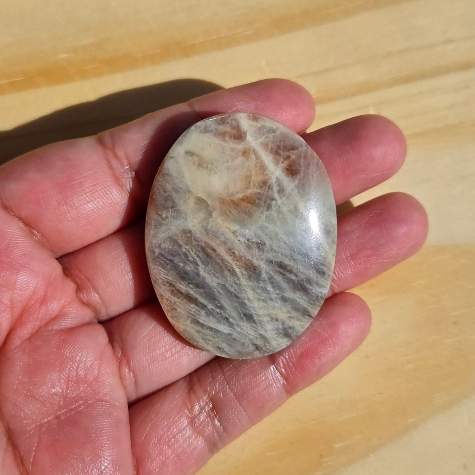 Grey Moonstone Palmstone with Blue Flash | Option K