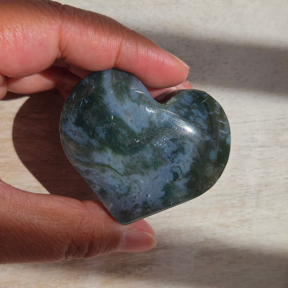 Moss Agate Heart | Option J