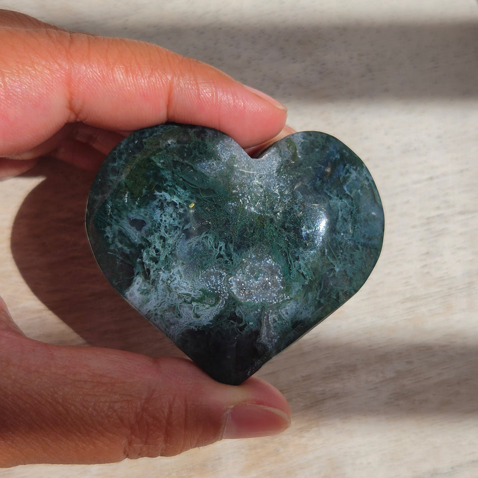 Moss Agate Heart | Option D