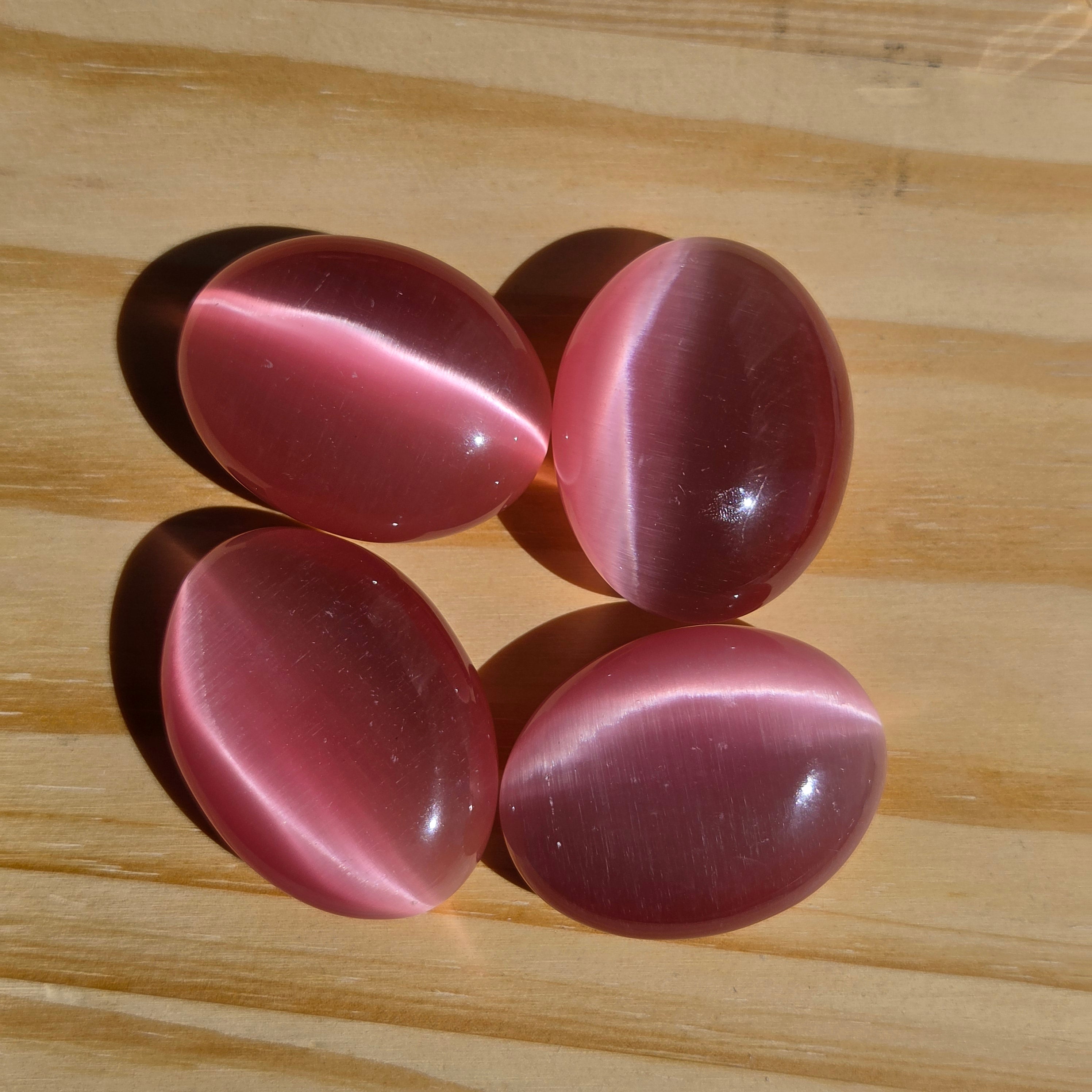 Pink Blossom Cat’s Eye Palmstone (Synthetic) | One Individual Palmstone