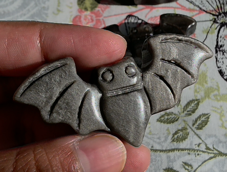 Silver Sheen Obsidian Bat - One Individual Bat Carving