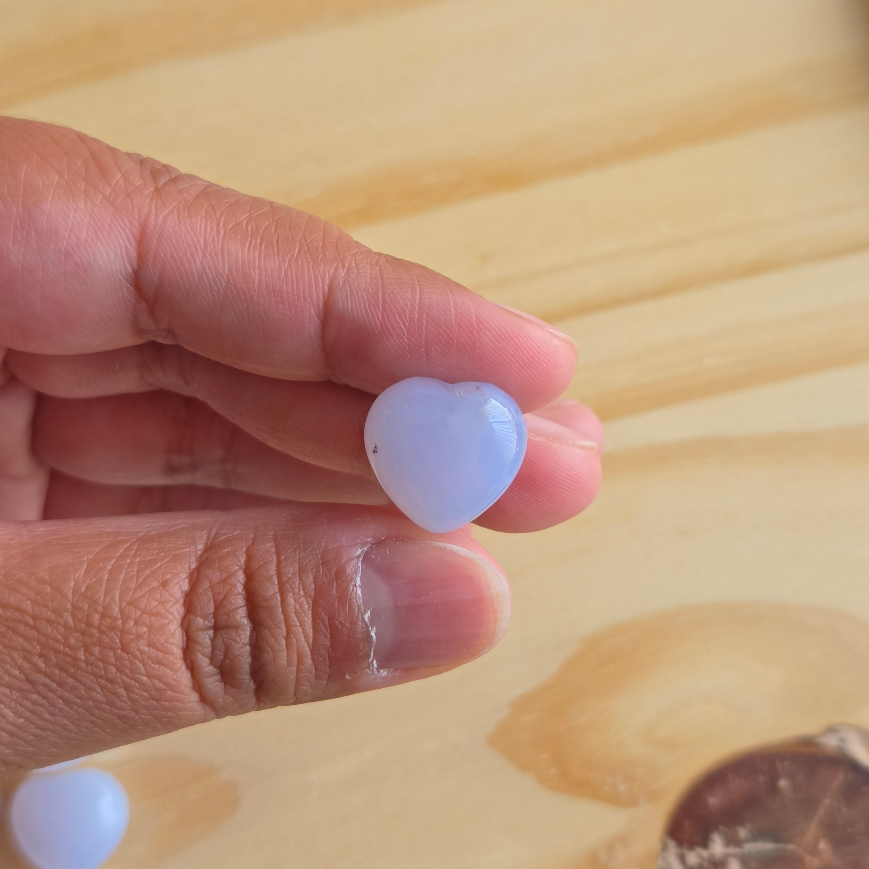 Mini Blue Chalcedony Heart | One Individual Heart