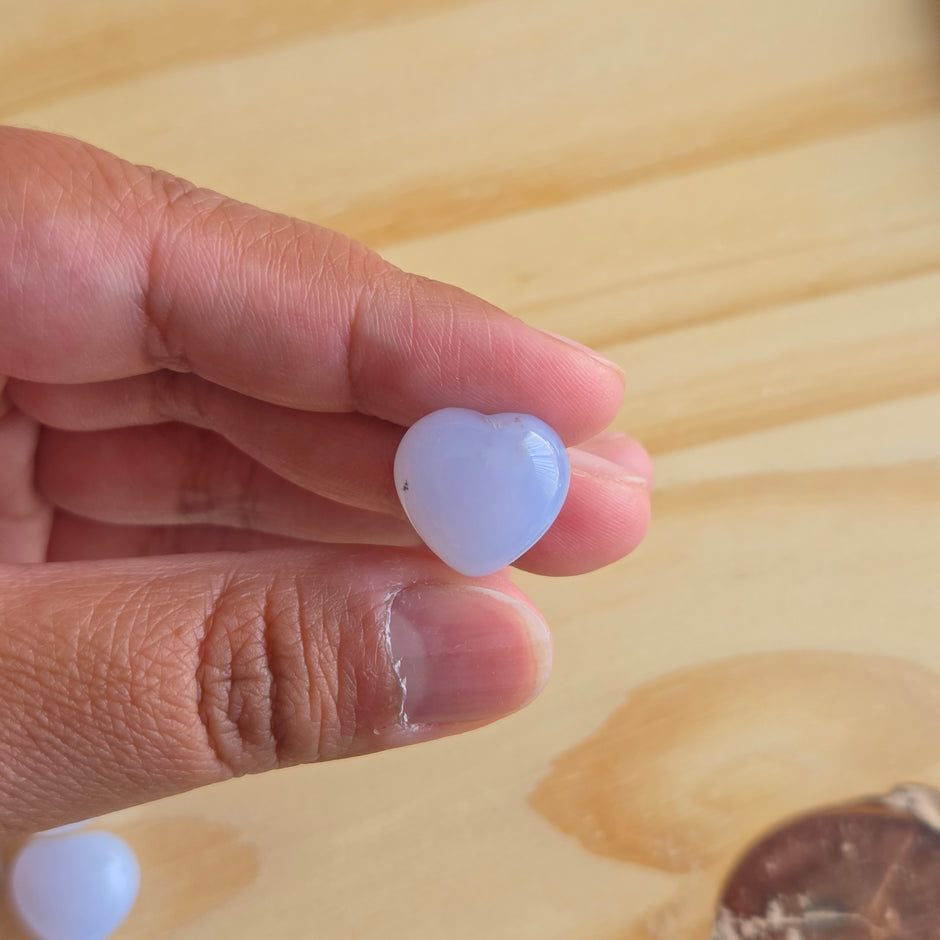 Mini Blue Chalcedony Heart | One Individual Heart
