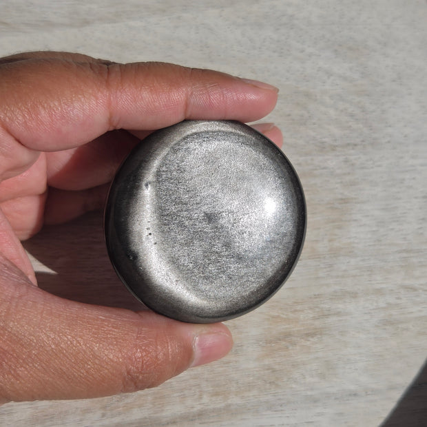 Silver Sheen Obsidian Cookie Palmstone | One Individual Cookie Palmstone